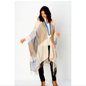 NWT Plaid with Fringe Ruana